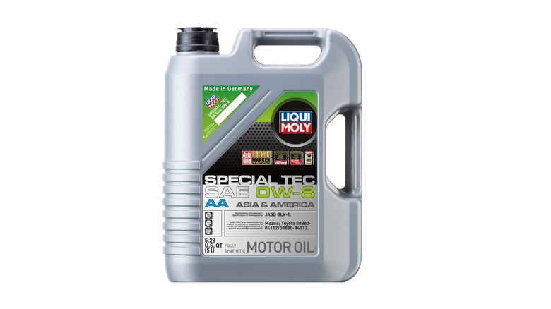 a bottle of liqui moly 0w-8 engine oil