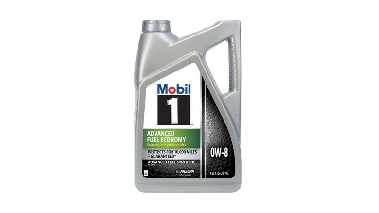 a bottle of mobil 1 0w-8 engine oil