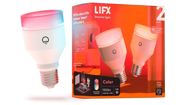 White light bulb displaying multiple colors