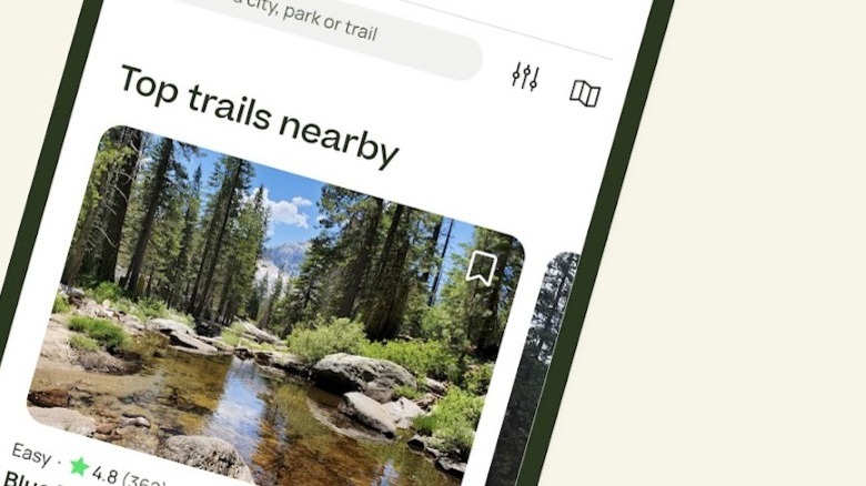 The AllTrails app on a smartphone