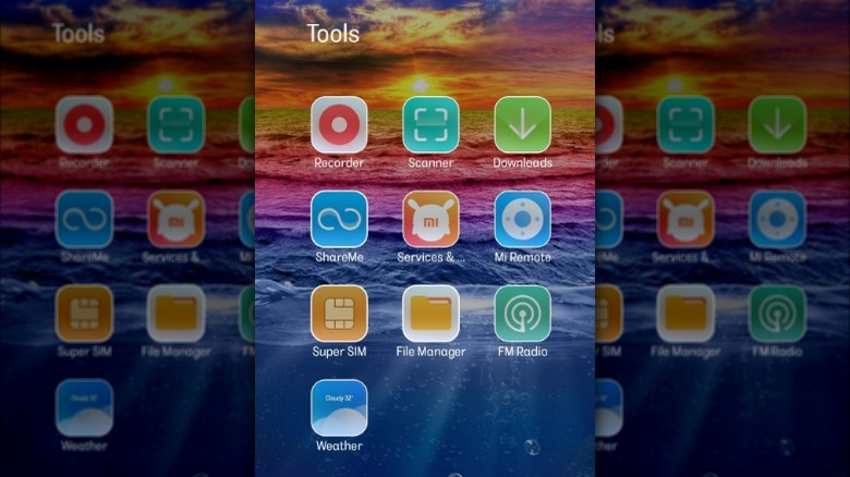 Pre-installed Xiaomi apps on Android smartphone