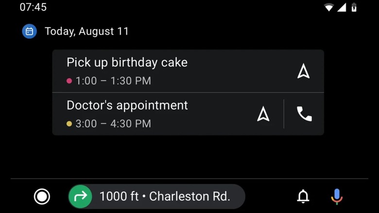 Calendar events in Android Auto