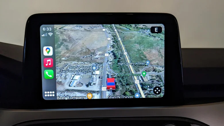 Google Maps satellite view on infotainment center