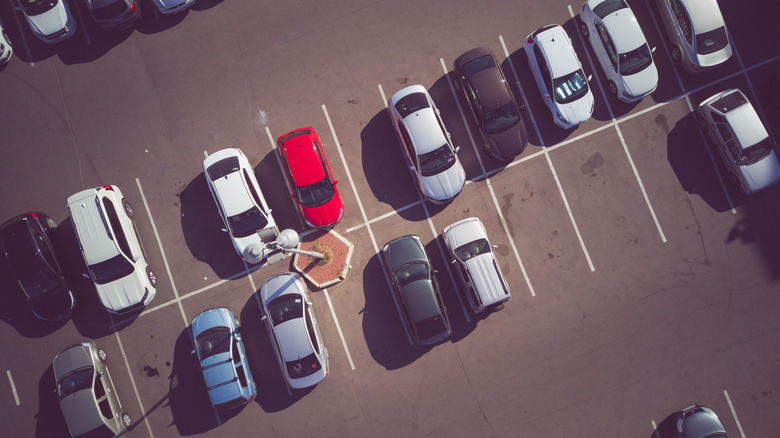 Aerial view of parking lot