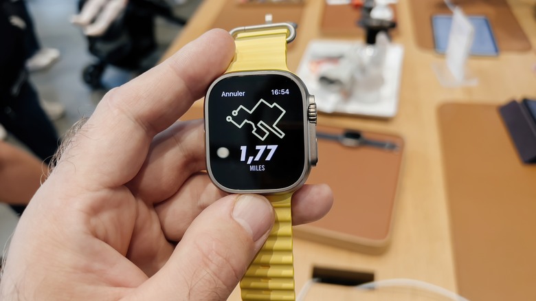 Apple Watch Ultra showing distance covered