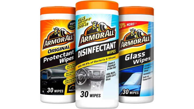 A three pack of Armor All car wipes for various purposes