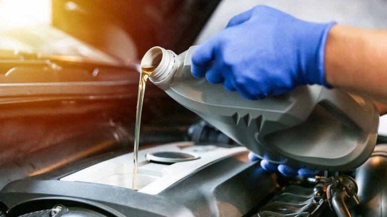 Motor oil being poured