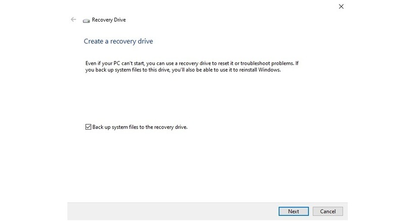 Create recovery drive