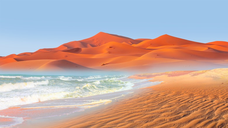 Namib Desert where the Atlantic Ocean meets the desert near Skeleton Coast