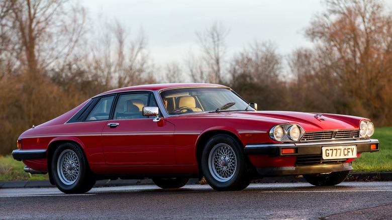 A Jaguar XJS V12 on the road