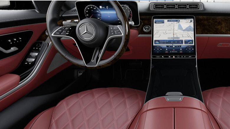 Mercedes Benz car red interior