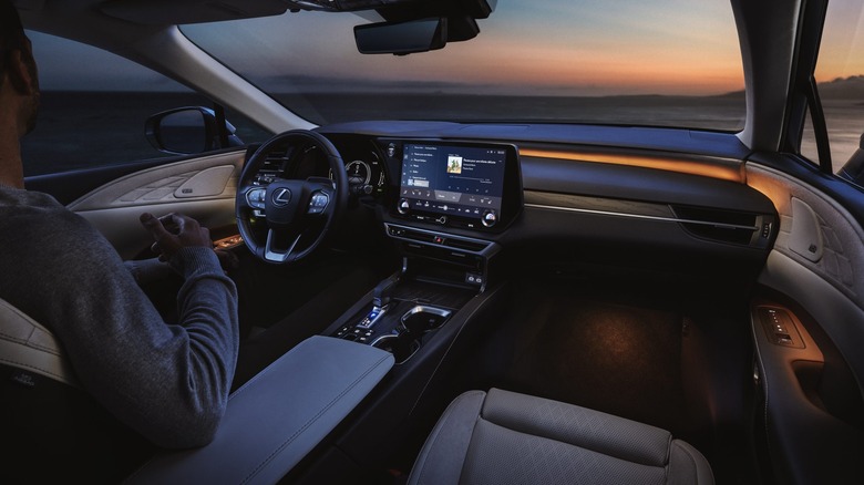 Lexus RX interior at sunset