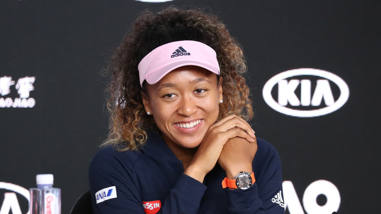 Naomi Osaka at a press conference