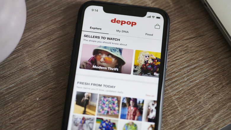 Depop open on a phone