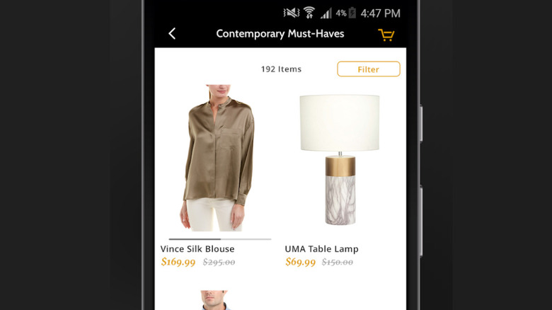 A screenshot of the Gilt app