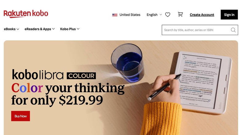 Kobo homepage