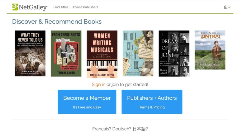 NetGalley homepage