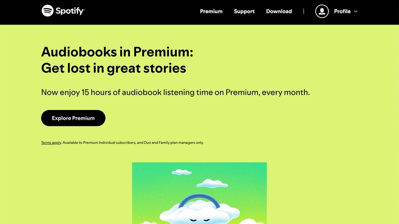 Spotify audiobooks homepage