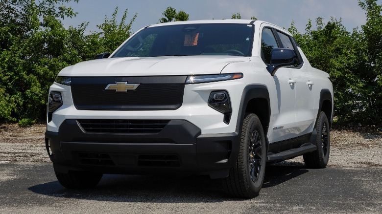 White Chevrolet Silverado EV