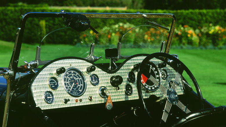 metal dashboard on classic car