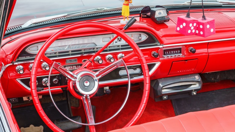 Car interior with record player