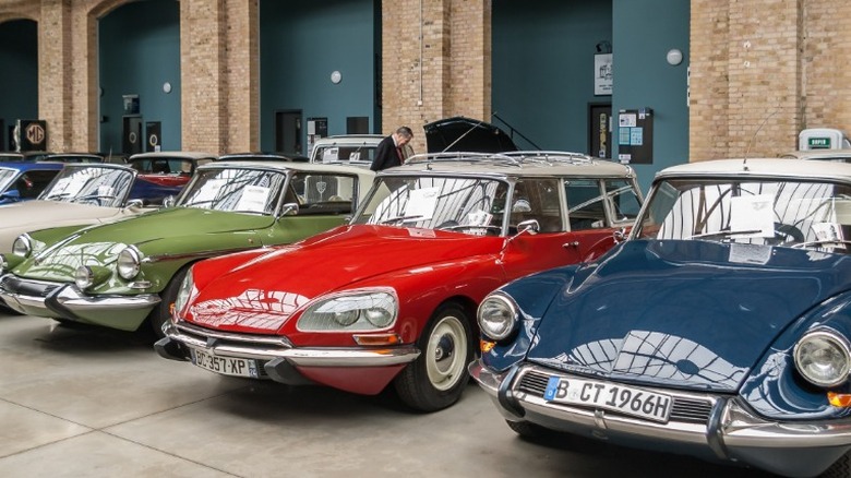 Citroën DS vehicles parked in a row