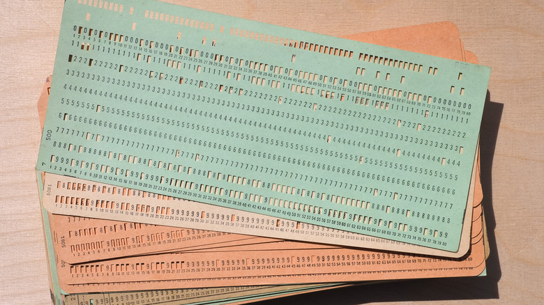 Vintage data storage punched cards