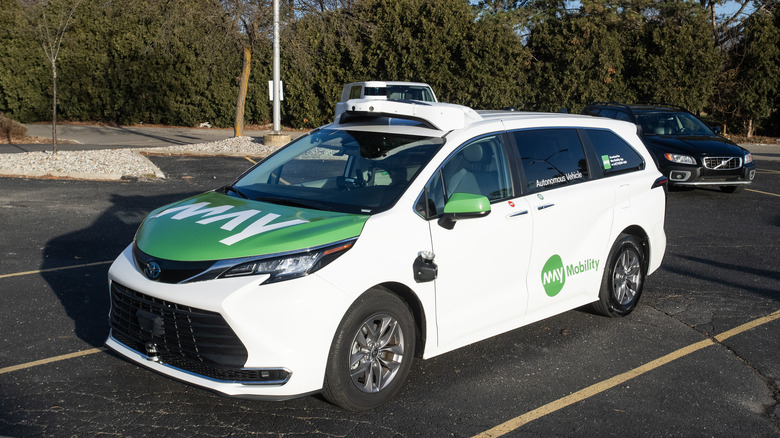 Driverless car in parking lot