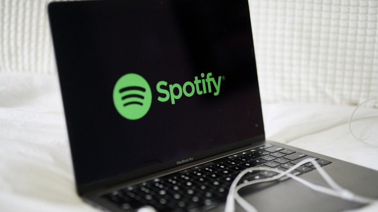 Spotify app on laptop screen