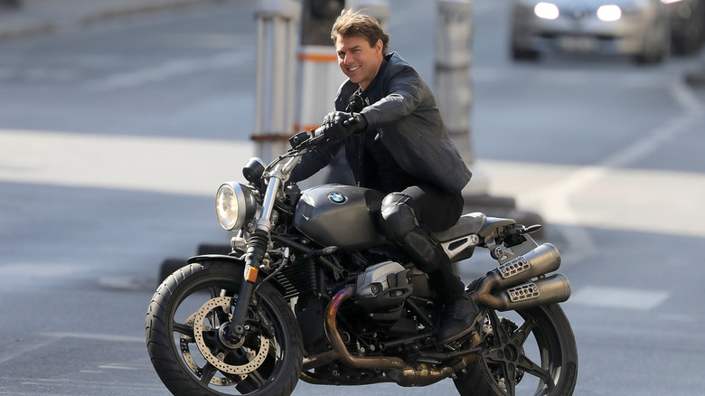 Ethan Hunt trying to start BMW motorcycle