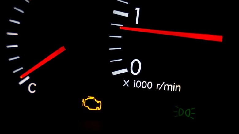 Check engine light on gauge cluster