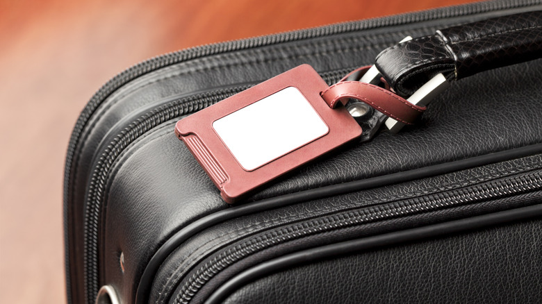 Luggage tag on a suitcase