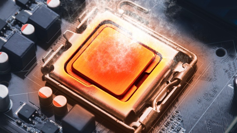 An overclocked CPU overheating