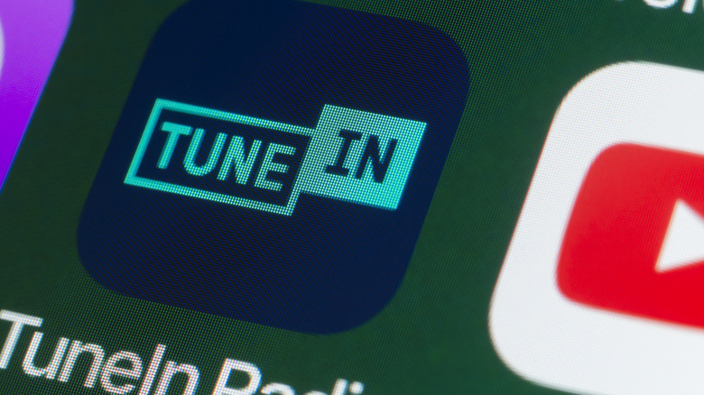 TuneIn Radio app button on smartphone next to YouTube button