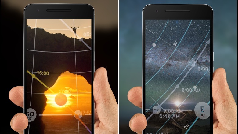 PhotoPills app screenshots on smartphone