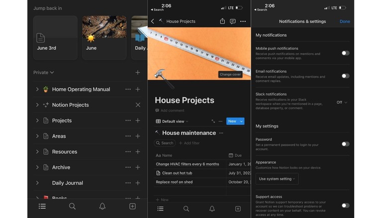 Notion screenshots on iOS