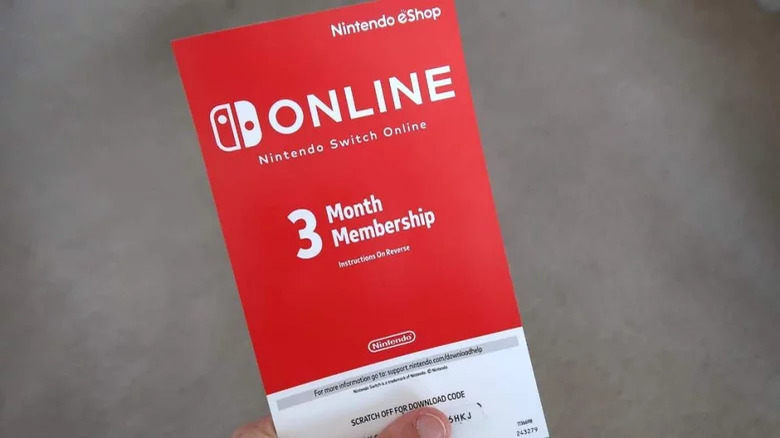 A Nintendo Switch Online 3-month subscription card 