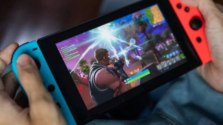 An image of a person playing Fortnite on Nintendo Switch  