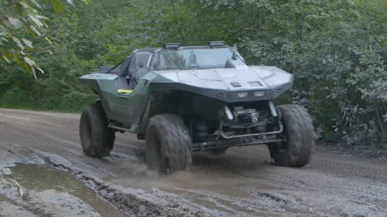 Halo Warthog driving through mud