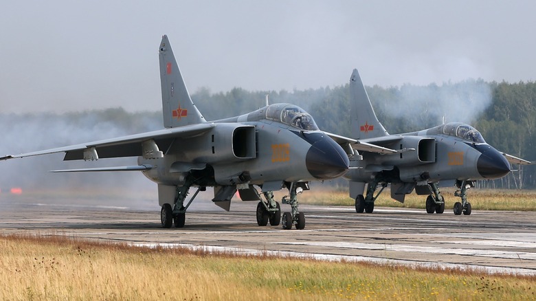 xian jh-7a fighter jets runway