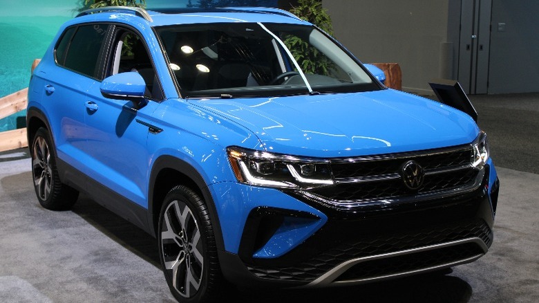 A blue Volkswagen Atlas