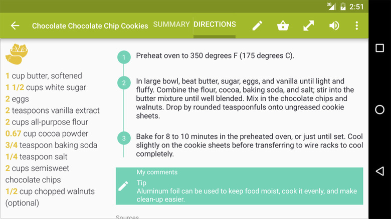 A screenshot of Cookmate showing recipe instructions