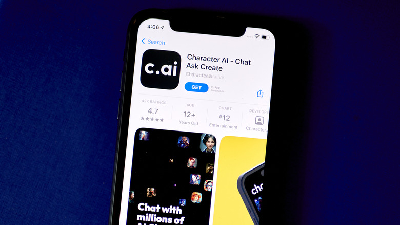 Character.AI AppStore page on an iPhone