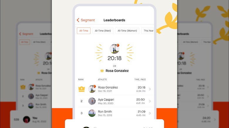 Strava app leaderboards