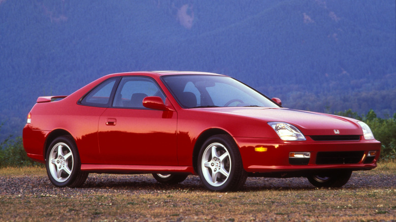 The fifth generation Honda Prelude in red, front 3/4 view