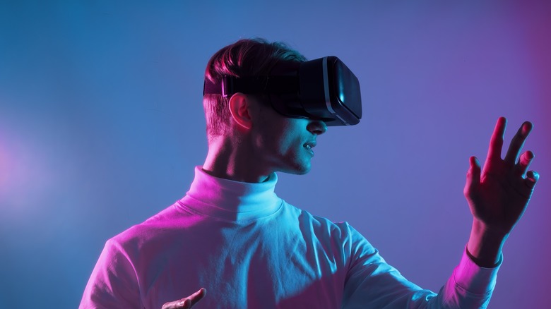 Man using Meta Quest VR headset