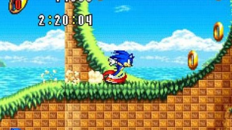 Sonic collecting rings in Sonic Advance
