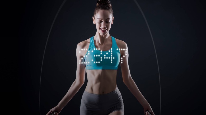 woman using LED skipping rope