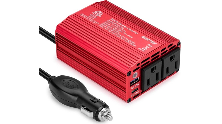 Red power box with two outlets