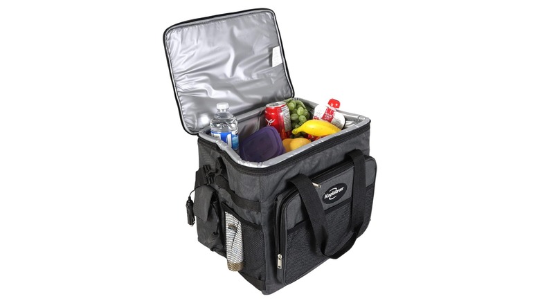 Soft cooler filled with drinks and snacks